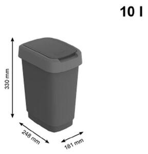 Coş de gunoi SWING TWIST, negru şi argintiu 10 l