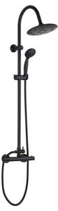 Invena Grace, baterie termostatica cu coloana de dus si dus cu efect de ploaie, negru mat, INV-AU-15-D04-C