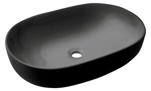Invena Korfu, chiuveta ceramica blat 60x42x14,5 cm, negru mat, INV-CE-34-005-C