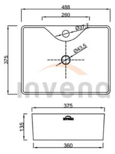 Invena Patras, chiuveta blat 49x38x13 cm, alb, INV-CE-46-001-W