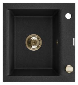 Invena Tesalia, chiuveta granit 1 camera 440x480x160 mm si sifon auriu, INV-AZ-01-Z41-B