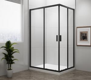 Polysan Polysan, paravan de duș dreptunghiular EASY BLACK 900x800mm, sticlă transparentă, EL5315B