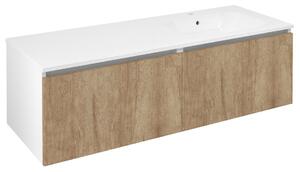 Sapho Sapho, dulap LOREA cu chiuveta 141x46x51,5cm (70+70cm), dreapta, stejar Alabama/alb mat, LE070-2231-R-05