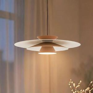 Lucande Lampă suspendată LED Livie, bej, aluminiu, Ø 50 cm, reglabil, Bej, Camera de zi / sufragerie, Aluminiu, Modern