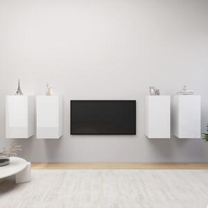 Dulap TV, 4 buc, alb extralucios, 30,5x30x60 cm, lemn prelucrat