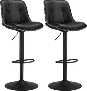 Set 2 scaune de bar reglabile Songmics Negru 38x44.5x115 cm