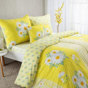 Set lenjerii de pat pentru familii DAISY, cu cearceafuri şi feţe pernuţe set 4 piese pentru un pat simplu