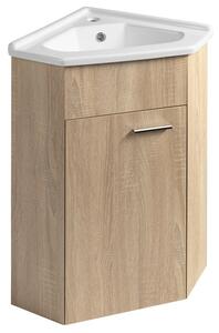 Aqualine Aqualine, Mobilier lavoar de colț ZOJA 39x74x39cm, stejar platinat, 50346
