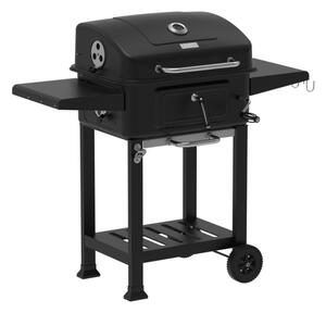Gratar pentru exterior Zilan ZLN3574, Fabricat din materiale durabile, Grila de gatit 54x42.5 cm din otel cromat, Termometru incorporat, Mobilitate pe roti