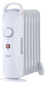 Mini calorifer Zilan ZLN4980 cu ulei si 7 elementi, termostat, baza separata de elementi, Alb