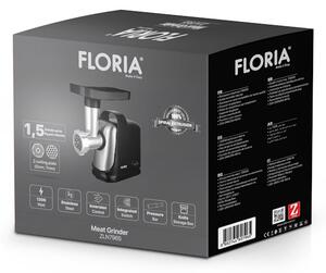 Masina de tocat Floria ZLN7965 Neagra, putere 1300W, doua site, functie de revers, lama din otel