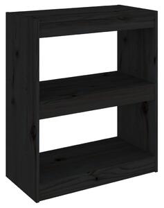 Bibliotecă/Separator cameră,negru,60x30x71,5 cm, lemn masiv pin