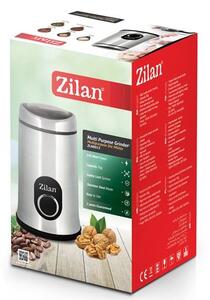Rasnita cafea electrica, Zilan ZLN8013,Argintiu Negru 150 W, inox, cutite macinare otel inoxidabil