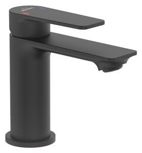 Invena Rikia, baterie lavoar + dop de scurgere ClickClack, h-128, negru mat, INV-BU-24-104-A