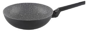 Tigaie wok Zilan ZLN3345, Diametru 28 cm, Adancime 9 cm, Material aluminiu, Compatibil inductie, Interior granit, Maner soft touch
