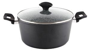 Oala cu capac sticla Zilan ZLN3321, Diametru 24 cm, Inaltime 12 cm, Material aluminiu, Interior granit, Compatibil inductie