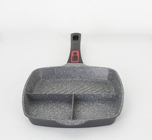 Tigaie grill 3in1 Zilan ZLN3352, 28 cm, Material aluminiu, Interior granit, Maner soft touch detasabil, Compatibil inductie