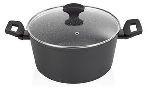 Oala cu capac sticla Zilan ZLN3321, Diametru 24 cm, Inaltime 12 cm, Material aluminiu, Interior granit, Compatibil inductie