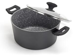Oala cu capac sticla Zilan ZLN3321, Diametru 24 cm, Inaltime 12 cm, Material aluminiu, Interior granit, Compatibil inductie