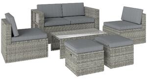 Outsunny Set de Grădină din Ratan 6 Locuri, Design Compact, Gri Închis | Aosom Romania