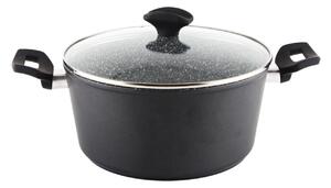 Oala cu capac sticla Zilan ZLN3338, Diametru 28 cm, Inaltime 13 cm, Material aluminiu, Interior granit, Compatibil inductie