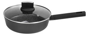 Cratita Zilan ZLN0881 Negru cu invelis din marmura, 5 straturi, 26 cm si maner fin la atingere, 3.1L