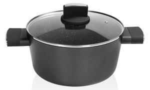 Cratita Zilan ZLN0843 Negru cu invelis din marmura, 5 straturi, 24 cm si manere fine la atingere, 4.6 L