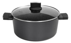 Cratita Zilan ZLN0843 Negru cu invelis din marmura, 5 straturi, 24 cm si manere fine la atingere, 4.6 L