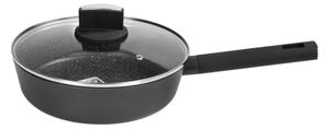 Cratita Zilan ZLN0874 Negru cu invelis din marmura, 5 straturi, 24 cm si maner fin la atingere, 2.4L