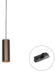 Lampă suspendată de design bronz închis, inclusiv adaptor pentru șină monofazată - Iconic Tubo