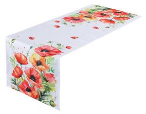 Traversă de masă cu imprimeu MACI ROȘII 40 x 110 cm