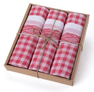 Prosoape de bucătărie din bumbac jacquard roșu 50 x 70 cm 3 buc