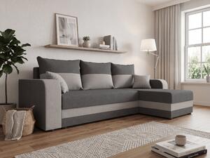 Coltar extensibil de colt VALERIO, gri inchis/gri deschis, reversibil, 238x140 cm + 2 perne GRATUIT