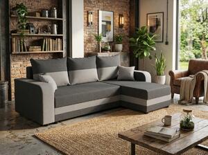 Coltar extensibil de colt VALERIO, gri inchis/gri deschis, reversibil, 238x140 cm + 2 perne GRATUIT