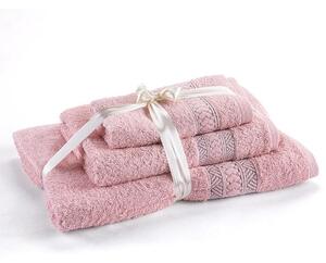 Set de prosoape şi prosop de baie frotir BERGER roz somon 3 buc