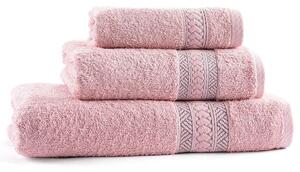 Set de prosoape şi prosop de baie frotir BERGER roz somon 3 buc
