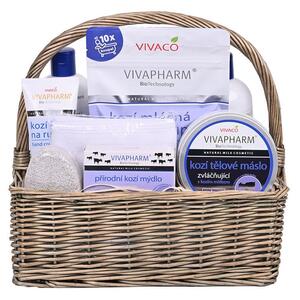 Coș cadou din răchită cu produse cosmetice din lapte de capră