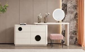 Măsuță Toaletă T639-6 Albă Extensibilă cu 3 culori LED și Oglindă