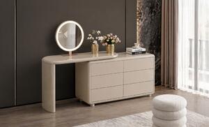 Măsuță Toaletă T652-6 Gri Extensibilă cu 3 culori LED și Oglindă