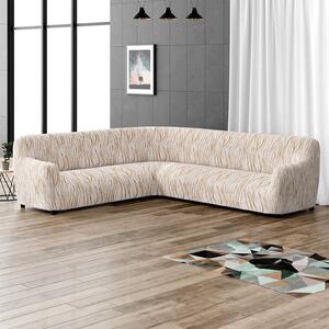 Huse bielastice UNIVERSO NOU bej cu dungi colțar (l. 350 - 530 cm)