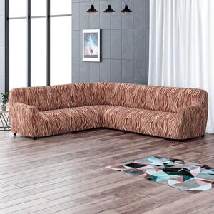 Huse bielastice UNIVERSO NOU dungi maro colțar (l. 350 - 530 cm)