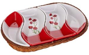 Bol din ceramică pentru servire 4 piese ovale Maci, BANQUET