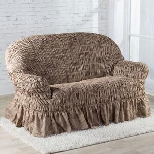 Huse elastice cu volan FIORELA ciocolată fotoliu dublu (l. 110 - 170 cm)
