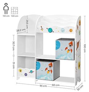 Raft depozitare pentru camera copiilor, raft cărți pentru copii 93x30x100cm