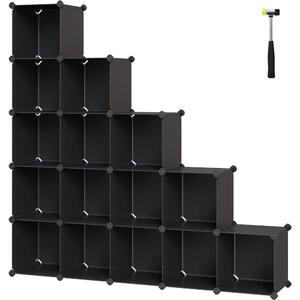 Cutii de depozitare cuburi modulare din plastic 15 buc, negru 123x31x123cm
