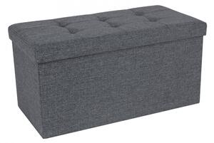 Puf pliabil cu spațiu de depozitare din pânză, gri închis 76x38x38cm