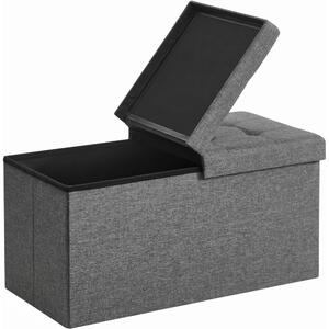 Puf pliabil din pânză, puf care se poate deschide, gri închis 76x38x38cm