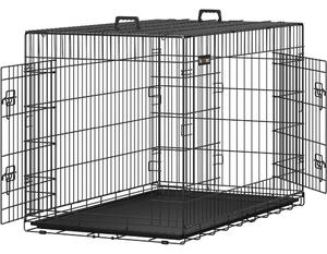 Cuști pentru câini, box câini cu două uși, negru 122x74x80cm