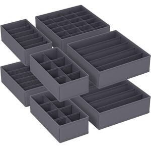 Set de 8 piese, organizator sertar din material textil pentru lenjerie intimă, gri