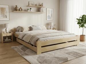 Pat Emily 140x200 cm, pin Saltele: Fara saltea, Somiera pat: Cu lamele drepte